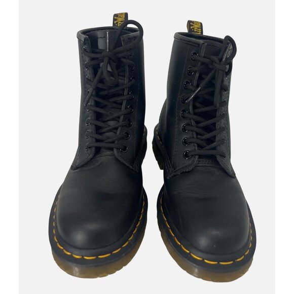Dr. Martens Air Wair Black Leather Lace Up Ankle Combat Cushioned Boots US 6 New - Picture 3 of 10